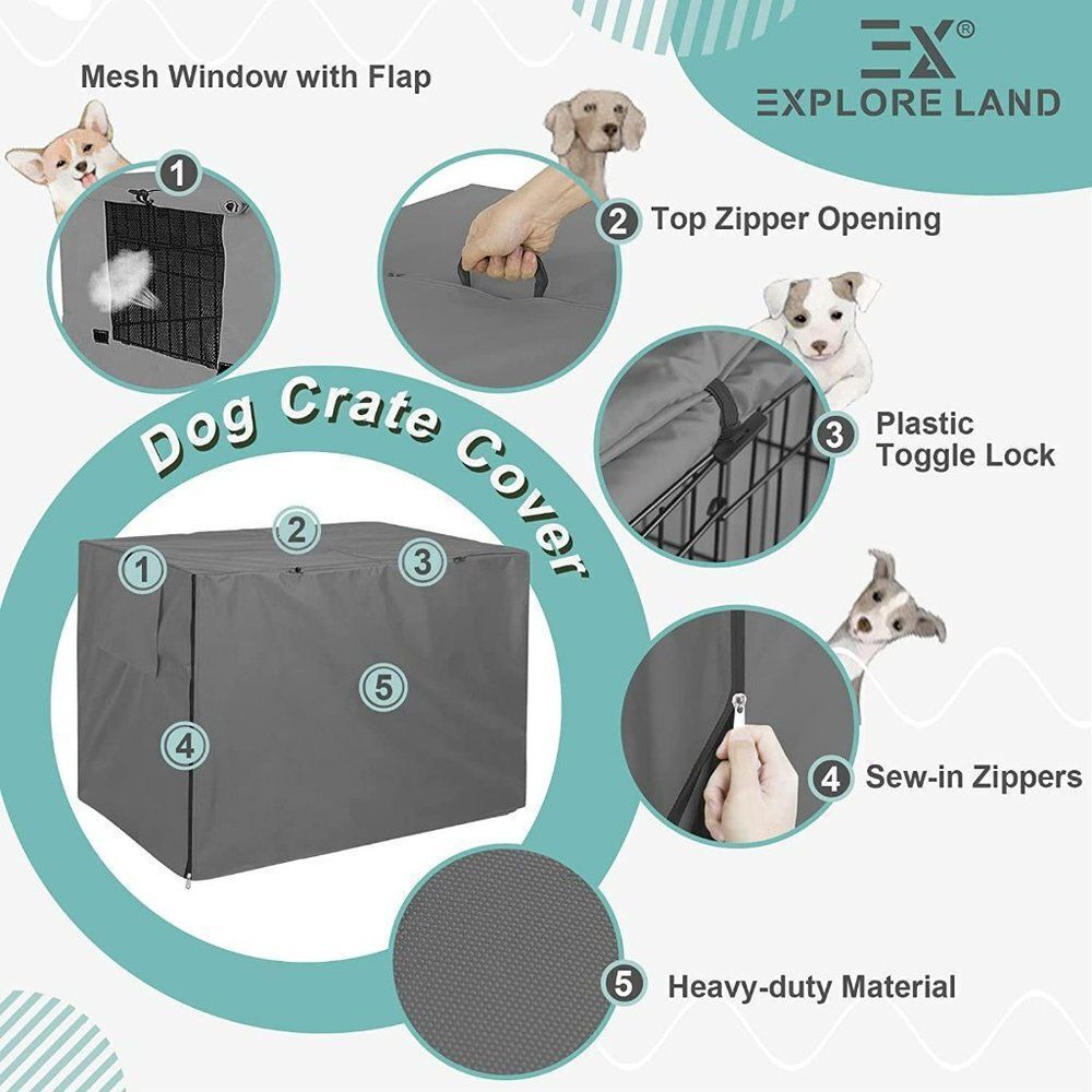 Explore Land Dog Crate Cover  Pet Kennel Cover Fits for Wire Dog Crates 42"